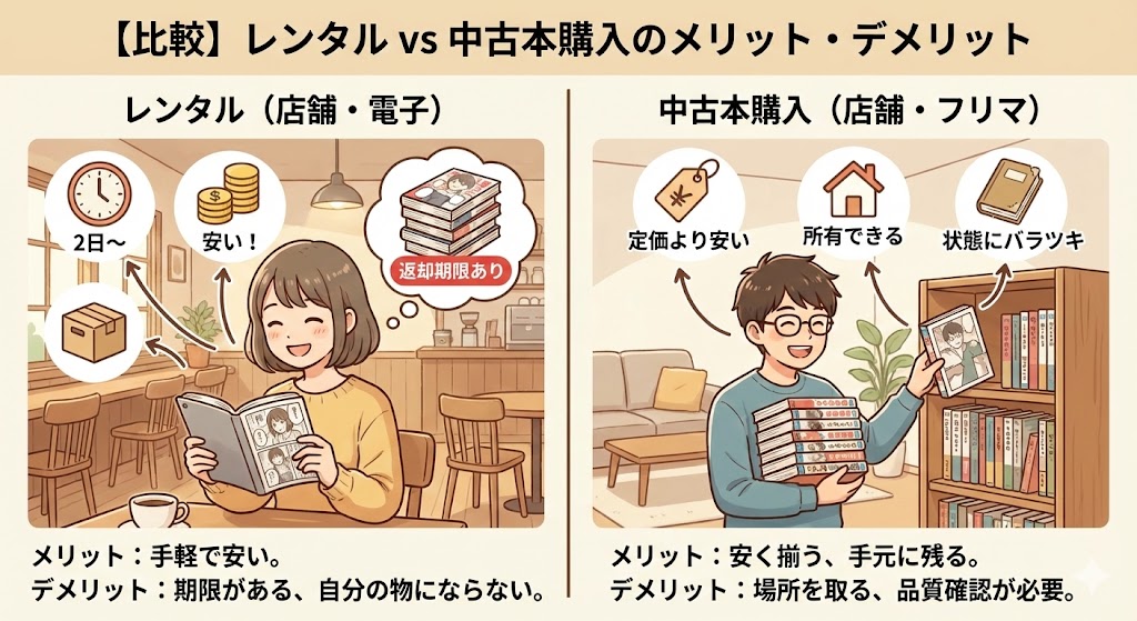 レンタルや中古本で購入するメリット